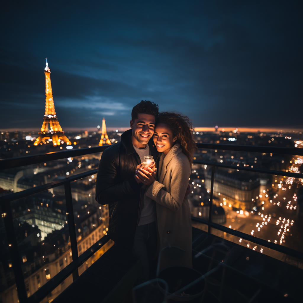 Luxury proposal in Paris at the Top of Arc De Triomphe